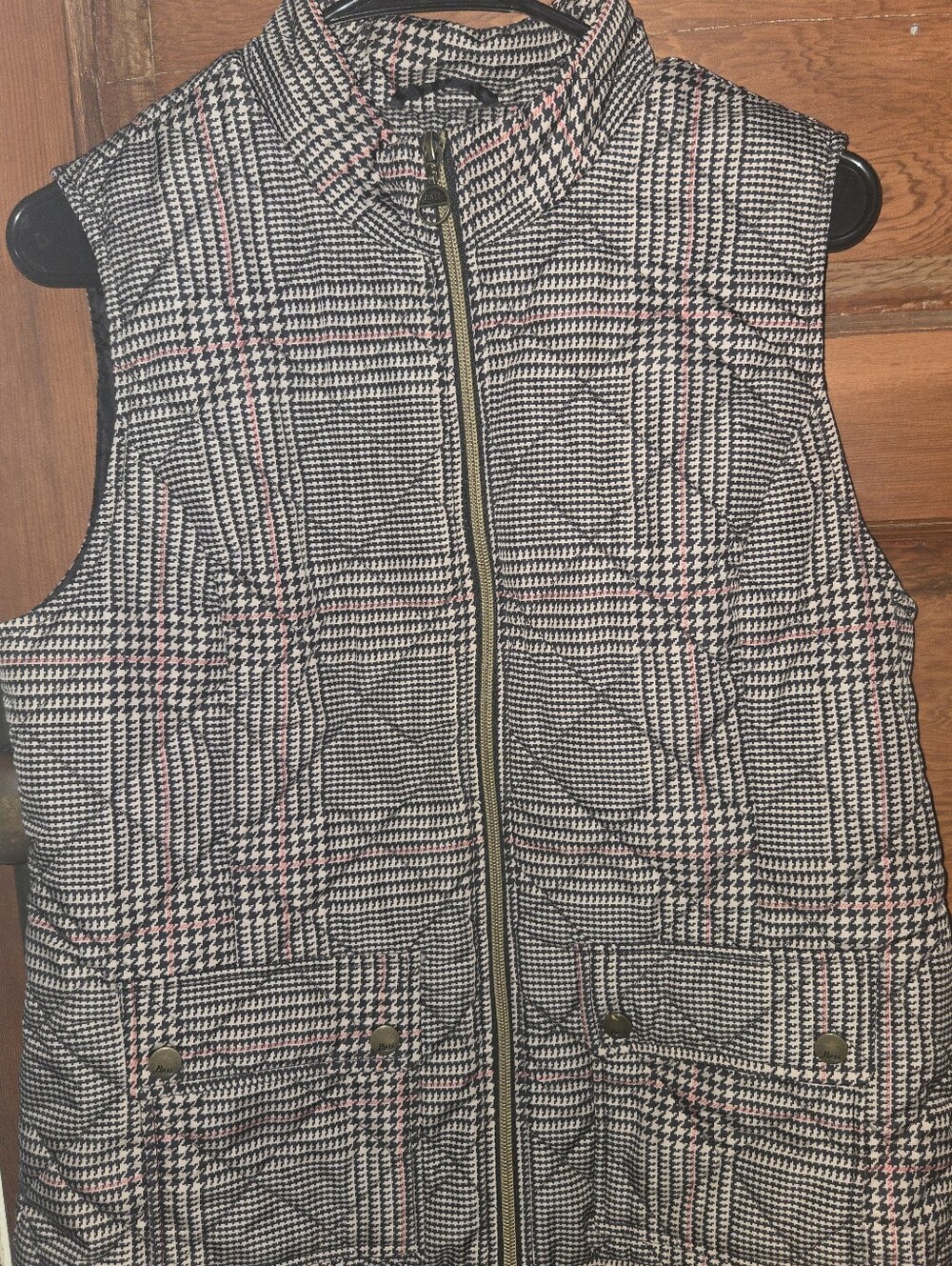 Bass Womens Quilted Plaid Vest